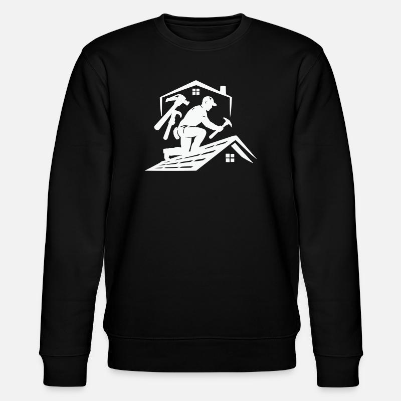 Dachdecker Silhouette am Dach - Stanley/Stella Unisex Bio-Sweatshirt CHANGER - Schwarz