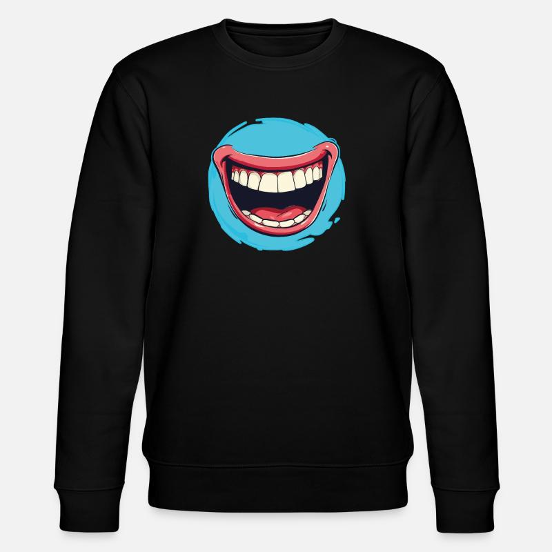 Laughing Cartoon mouth wide open with red lips - Sweat bio CHANGER Stanley/Stella Unisexe - noir