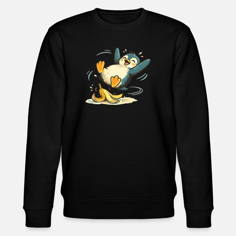 Pinguin Springende Banane - Stanley/Stella Unisex Bio-Sweatshirt CHANGER  - Schwarz
