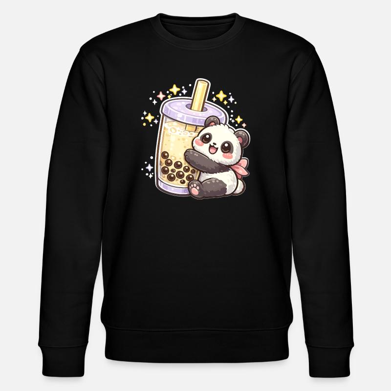 Panda Bubble Tea Kuschelmotiv - Stanley/Stella Unisex Bio-Sweatshirt CHANGER - Schwarz