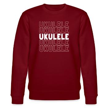 Ukulele typography - Stanley/Stella CHANGER Unisex Organic Sweatshirt - burgundy - Front - Nik (191cm) & Marisol (170cm)
