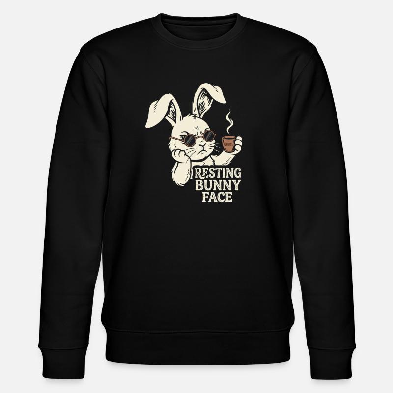 Grumpy Bunny Kaffee - Morgen Hase - Stanley/Stella Unisex Bio-Sweatshirt CHANGER  - Schwarz