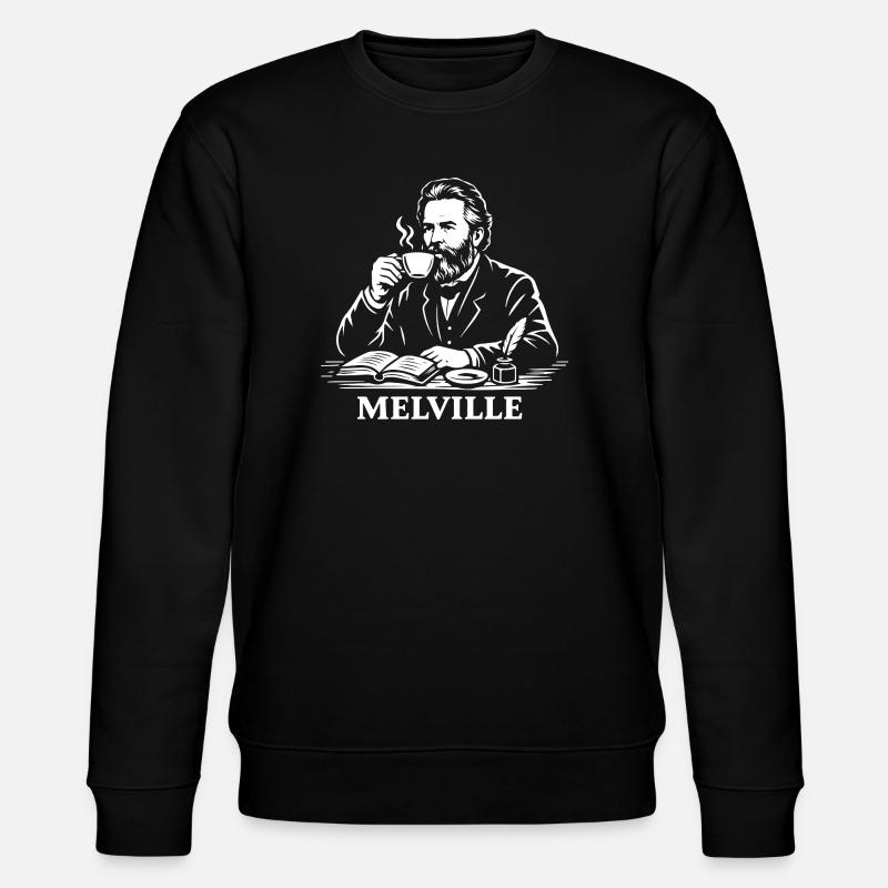 Herman Melville trinkt Kaffee - Stanley/Stella Unisex Bio-Sweatshirt CHANGER  - Schwarz