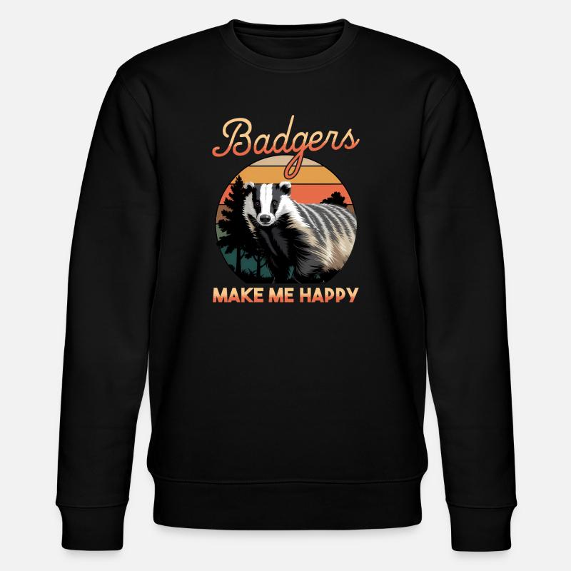 Funny Animal Badger - Stanley/Stella Unisex Bio-Sweatshirt CHANGER  - Schwarz
