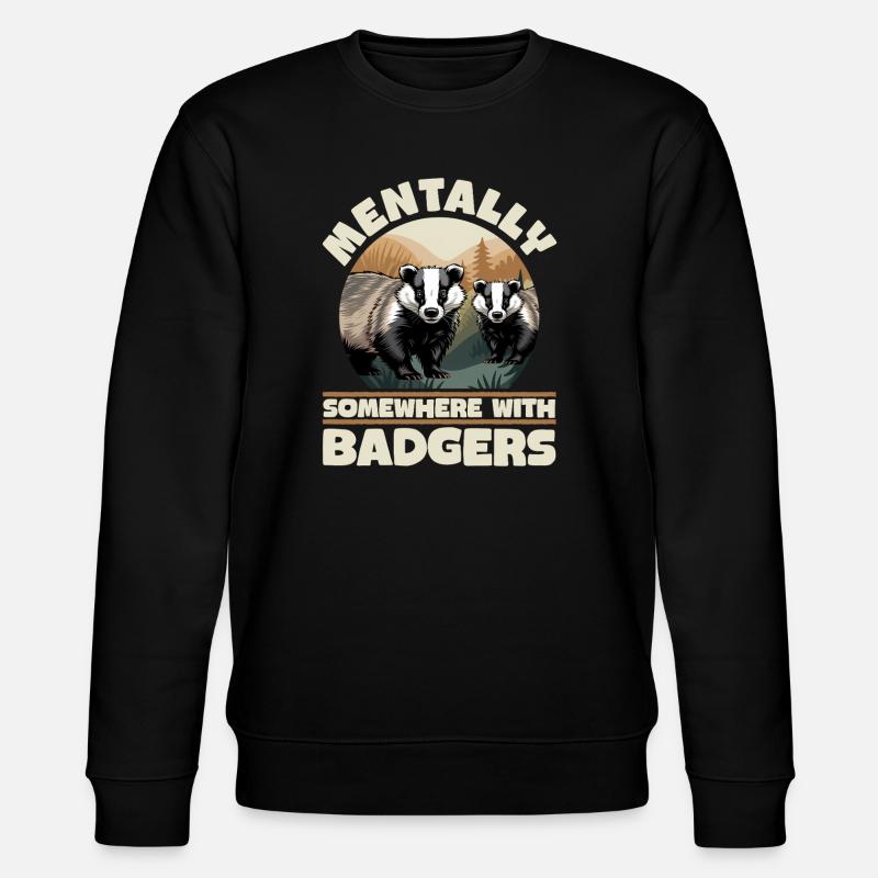 Funny Animal Badger - Stanley/Stella Unisex Bio-Sweatshirt CHANGER  - Schwarz