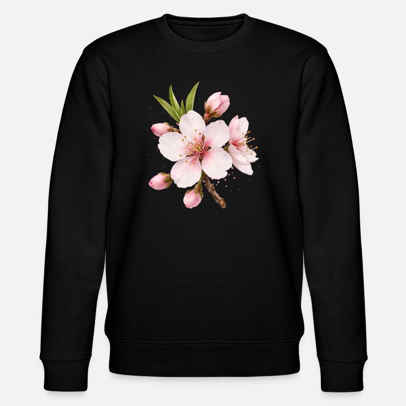 Mandelblüte Rosa Frühlingsblume  - Stanley/Stella Unisex Bio-Sweatshirt CHANGER  - Schwarz