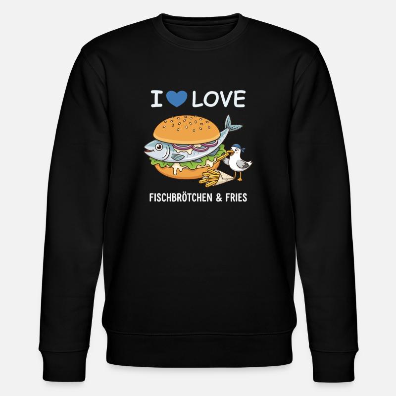 Fischbrötchen Burger Nordsee Humor - Stanley/Stella Unisex Bio-Sweatshirt CHANGER  - Schwarz