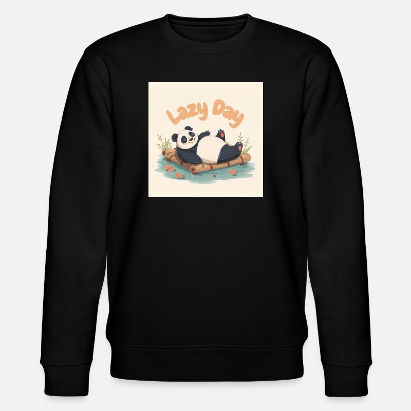 Panda napping on raft - Stanley/Stella CHANGER Unisex Organic Sweatshirt - black