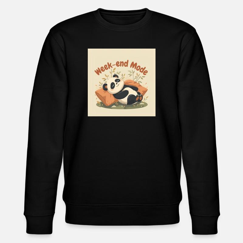 Panda Weekend Entspannter Modus - Stanley/Stella Unisex Bio-Sweatshirt CHANGER  - Schwarz