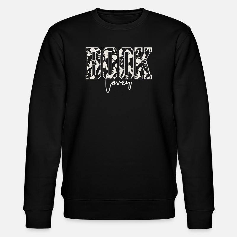 Blumen-Typografie BOOK Lover - Stanley/Stella Unisex Bio-Sweatshirt CHANGER  - Schwarz