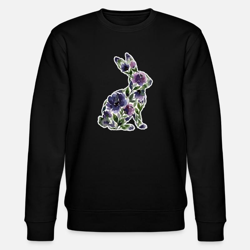 Hase Silhouette Blumen - Stanley/Stella Unisex Bio-Sweatshirt CHANGER  - Schwarz
