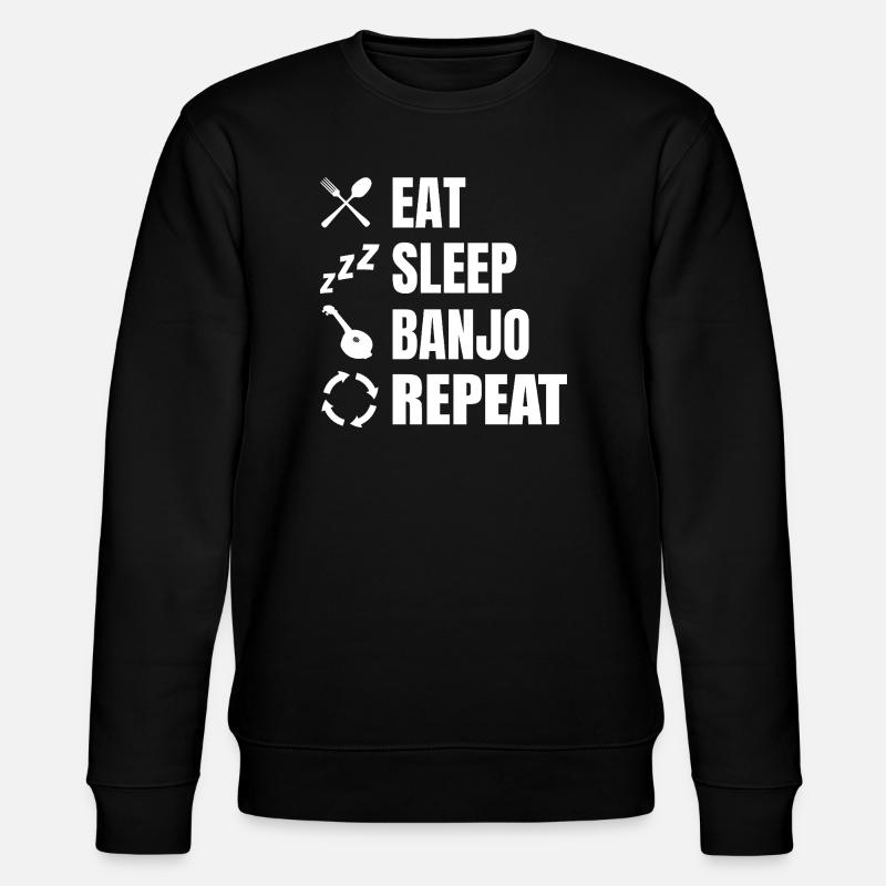Spis, sov banjo gentag - Stanley/Stella økologisk unisex-sweatshirt CHANGER  - sort