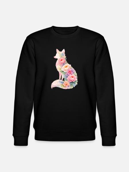 Fox Pastel Floral Silhouette - Stanley/Stella CHANGER Unisex Organic Sweatshirt - black
