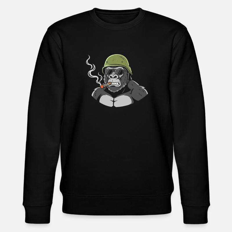 Gorilla Commando avec un cigare - Sweat bio CHANGER Stanley/Stella Unisexe - noir