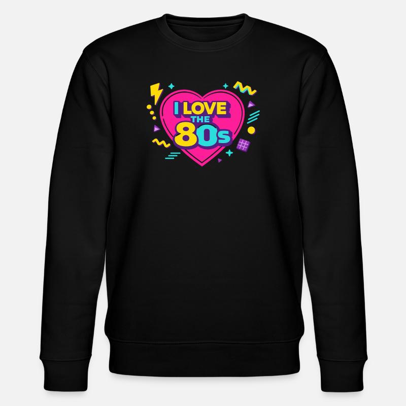 80er Retro Herz Neon Design - Stanley/Stella Unisex Bio-Sweatshirt CHANGER  - Schwarz