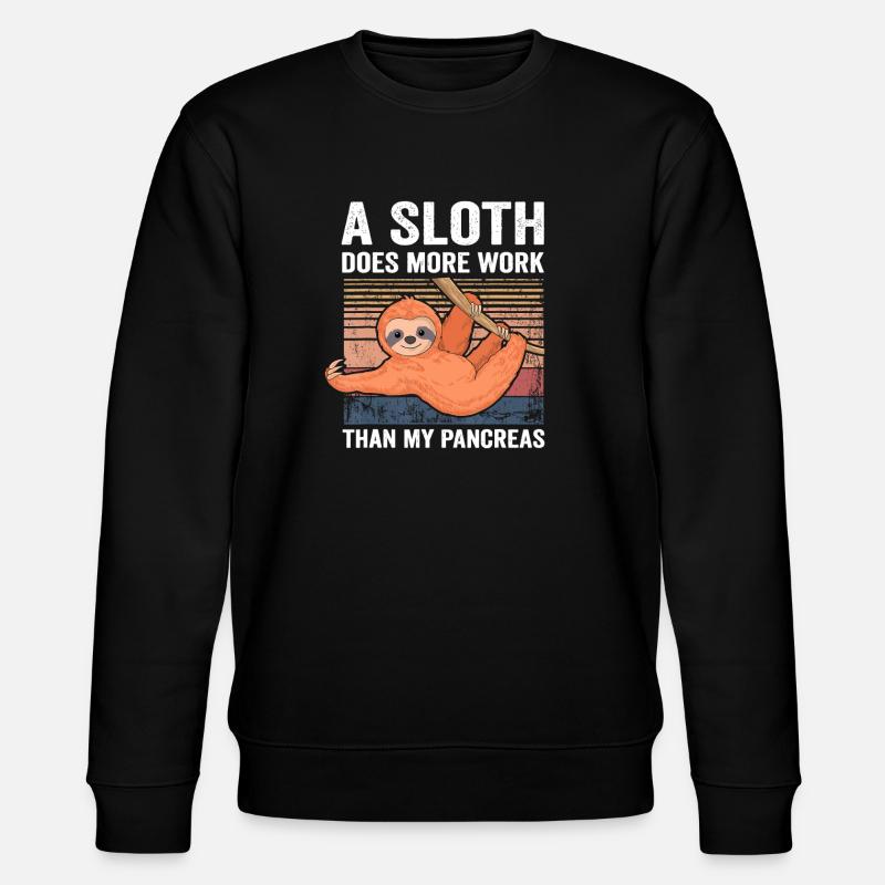 Faultier-Meme: Mehr Arbeit als Bauchspeicheldrüse - Stanley/Stella Unisex Bio-Sweatshirt CHANGER  - Schwarz