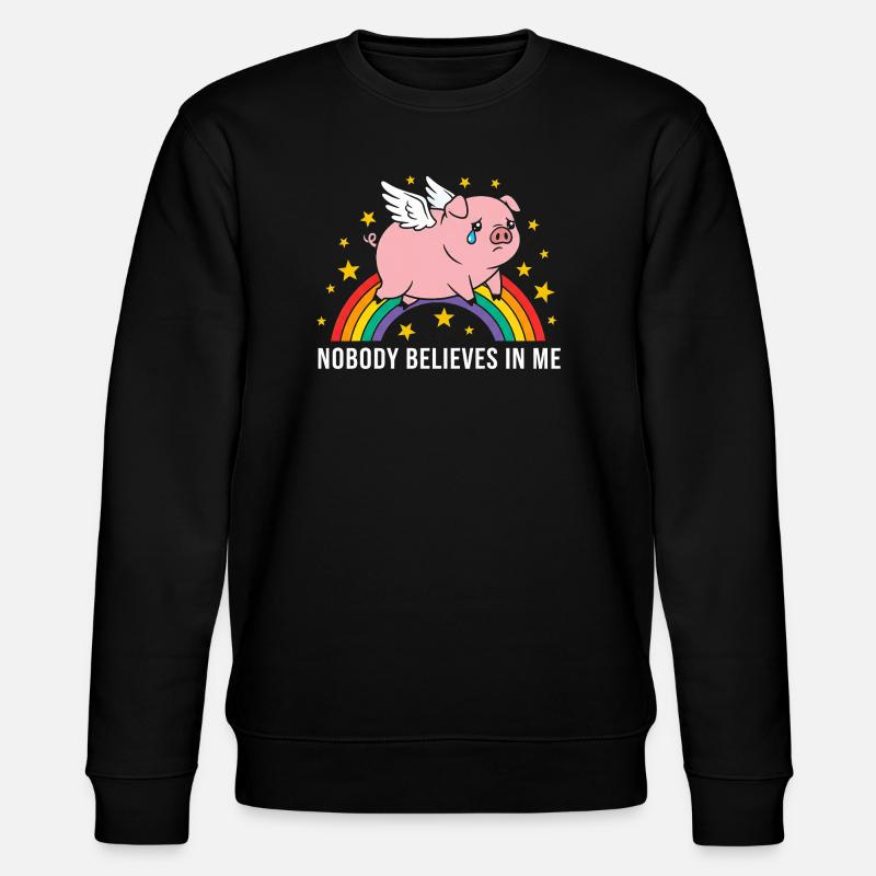 Cochon ailé triste sur arc-en-ciel - Sweat bio CHANGER Stanley/Stella Unisexe - noir