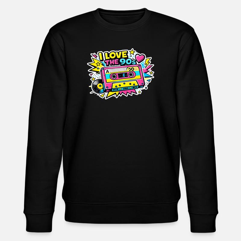 Ich liebe die 90er Kassetten - Stanley/Stella Unisex Bio-Sweatshirt CHANGER - Schwarz