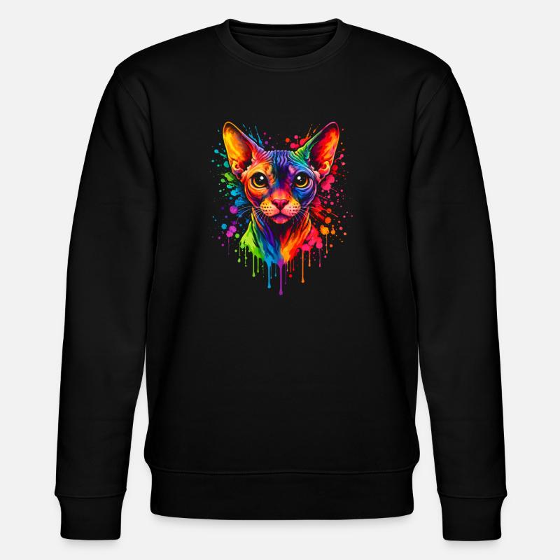 Sphynx Neon | Cat Art Pop Art - Stanley/Stella CHANGER Unisex Organic Sweatshirt - black