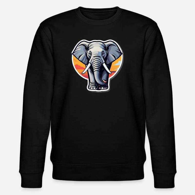 Elefanten-Sonnenuntergangsaufkleber - Stanley/Stella Unisex Bio-Sweatshirt CHANGER  - Schwarz