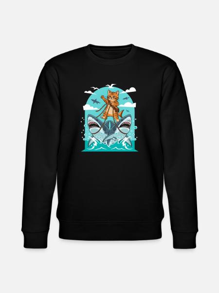Kittens on shark adventures - Stanley/Stella CHANGER Unisex Organic Sweatshirt - black
