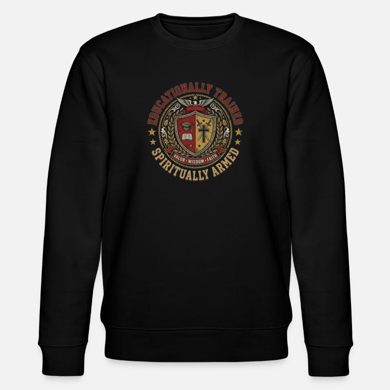 Educationally Trained Spiritually Armed - Stanley/Stella CHANGER Unisex Organic Sweatshirt - black