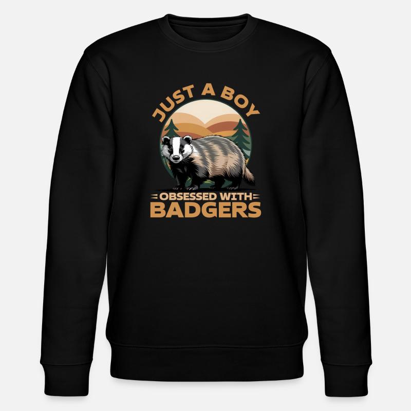 Funny Animal Badger - Stanley/Stella Unisex Bio-Sweatshirt CHANGER  - Schwarz