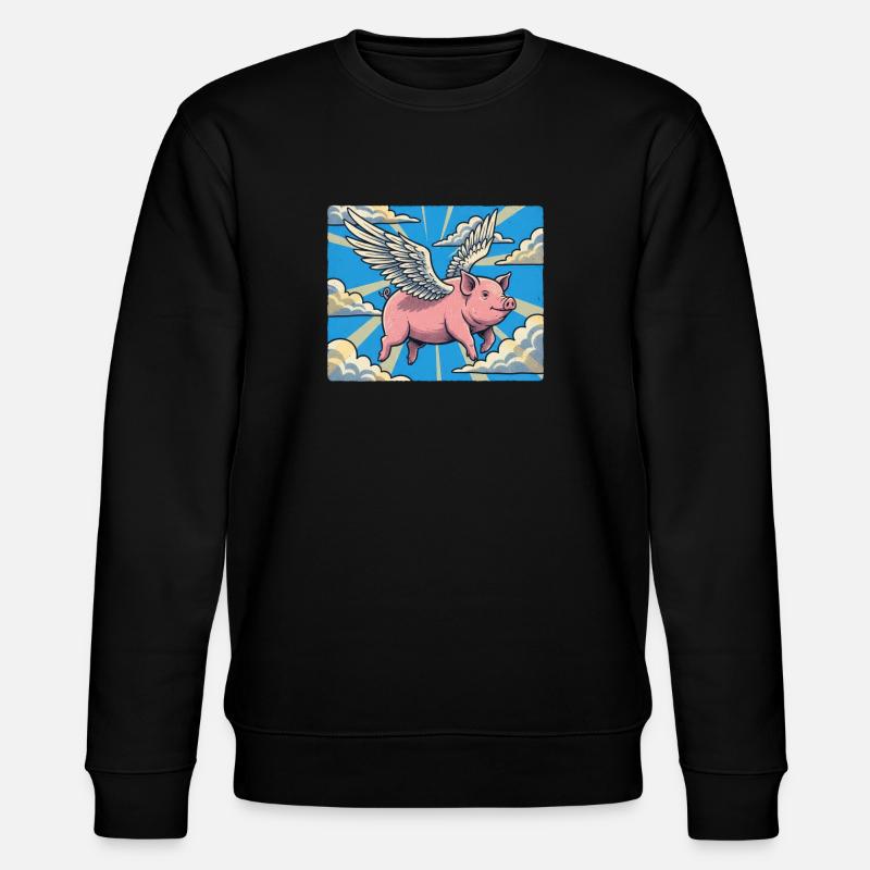 Pig flight in the cloud beam - Stanley/Stella CHANGER Unisex Organic Sweatshirt - black