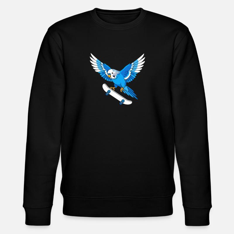 Perroquet bleu sur skateboard - Sweat bio CHANGER Stanley/Stella Unisexe - noir