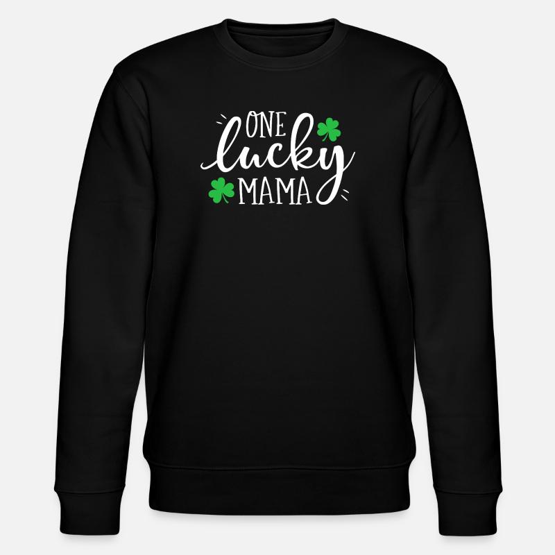 One Lucky Mama Clover Tee - Stanley/Stella CHANGER Unisex Organic Sweatshirt - black