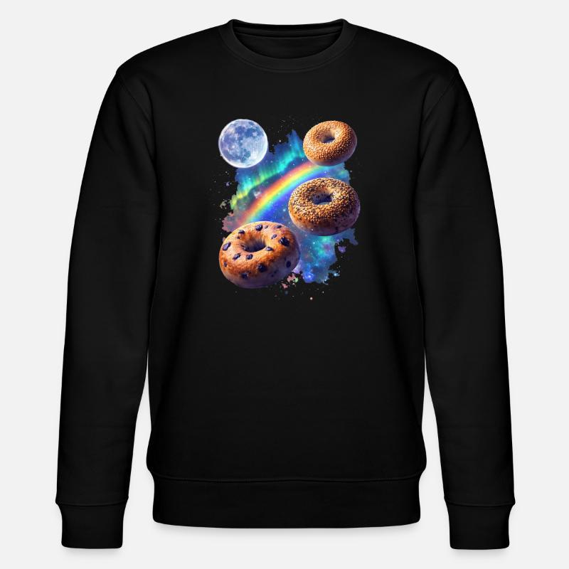 Kosmische Donuts über Regenbogenraum - Stanley/Stella Unisex Bio-Sweatshirt CHANGER  - Schwarz