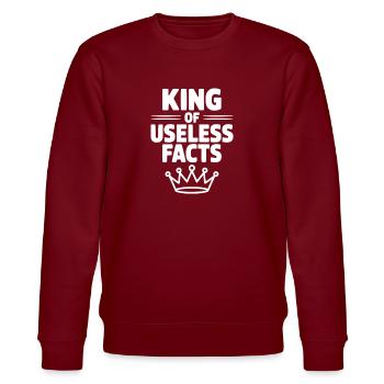 King of Useless Facts - Stanley/Stella CHANGER Unisex Organic Sweatshirt - burgundy - Front - Nik (191cm) & Marisol (170cm)