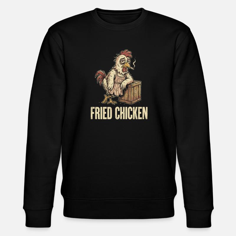 Retro Huhn: Gebratenes Hühnchen - Stanley/Stella Unisex Bio-Sweatshirt CHANGER  - Schwarz