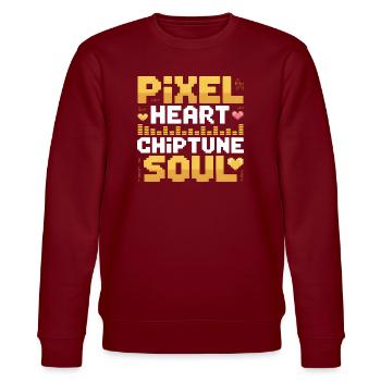 Pixel Heart, Chiptune Soul | 8-bit music - Stanley/Stella CHANGER Unisex Organic Sweatshirt - burgundy - Front - Nik (191cm) & Marisol (170cm)