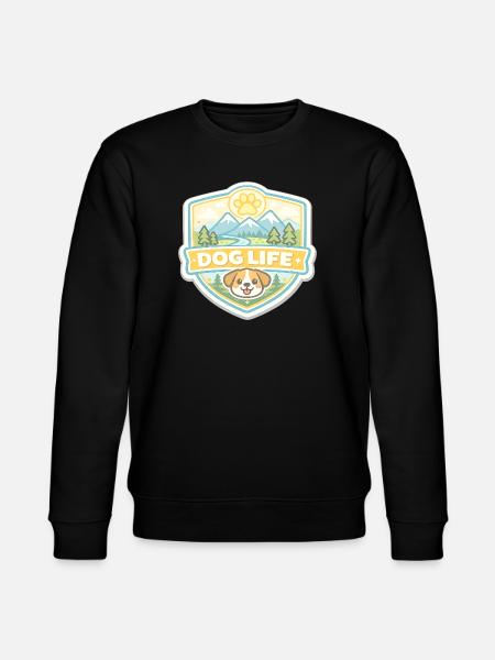 Dog Life Mountain Landscape Badge - Stanley/Stella CHANGER Unisex Organic Sweatshirt - black