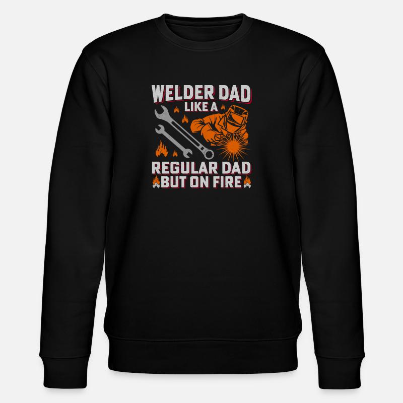 Schweißer Papa Feuerkraft Design - Stanley/Stella Unisex Bio-Sweatshirt CHANGER  - Schwarz