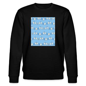 Blue White Flag Garland Bavaria Diamond Bavarian - Stanley/Stella CHANGER Unisex Organic Sweatshirt - black - Front - Nik (191cm) & Marisol (170cm)