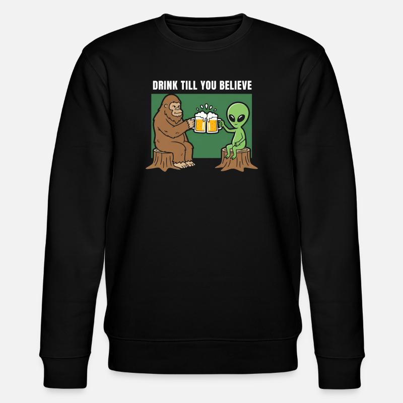 Prost mit Alien und Sasquatch - Stanley/Stella Unisex Bio-Sweatshirt CHANGER  - Schwarz