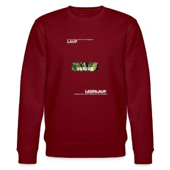 Entscheide – Blattgrün Motiv - Stanley/Stella Unisex Bio-Sweatshirt CHANGER  - Burgunderrot - Vorne - Nik (191cm) & Marisol (170cm)