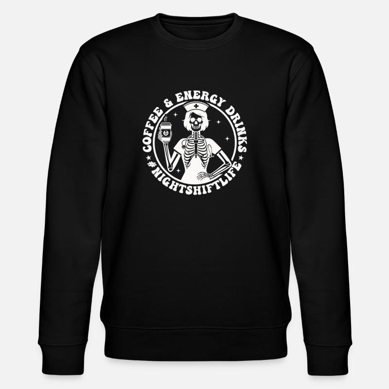 Nachtdienst Kaffee-Skelett - Stanley/Stella Unisex Bio-Sweatshirt CHANGER - Schwarz