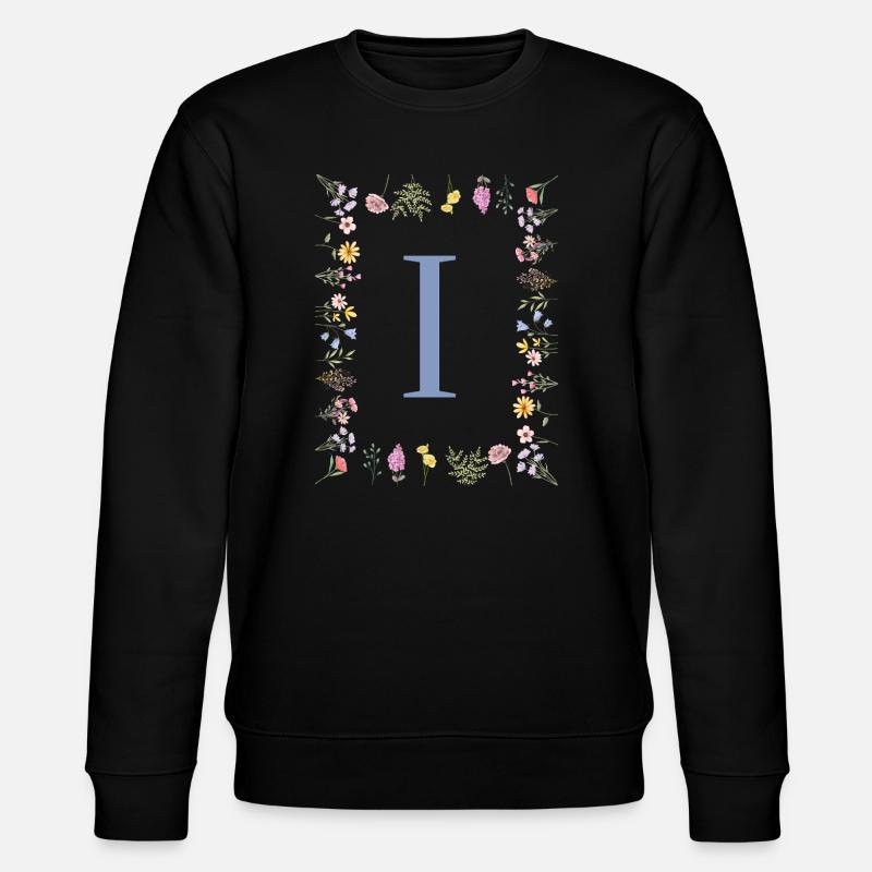 Florale Initial "I" Blumenmonogramm - Stanley/Stella Unisex Bio-Sweatshirt CHANGER  - Schwarz