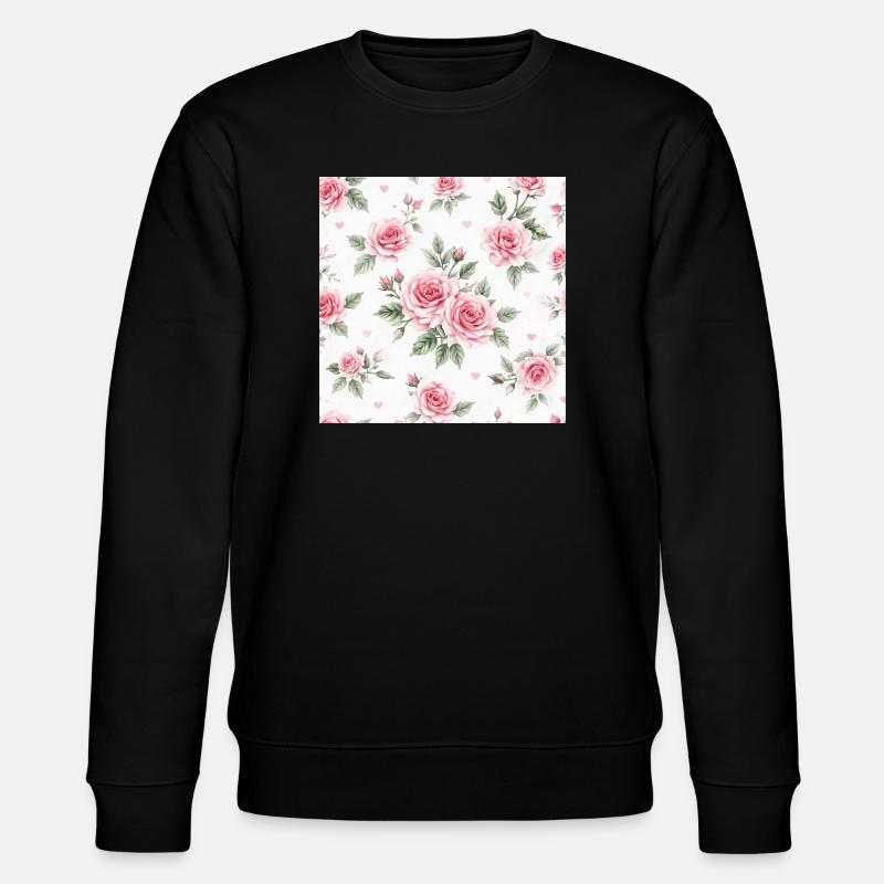 Roses and Hearts pattern - Stanley/Stella CHANGER Unisex Organic Sweatshirt - black