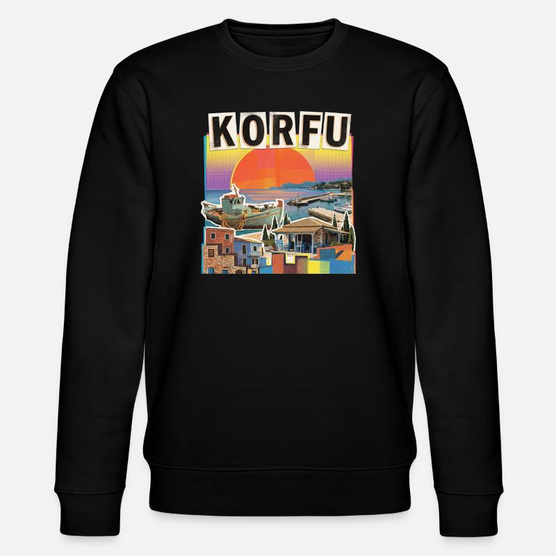 Corfu Greece - Stanley/Stella CHANGER Unisex Organic Sweatshirt - black