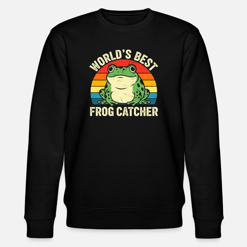 Weltbester Froschfänger Retro-Design - Stanley/Stella Unisex Bio-Sweatshirt CHANGER  - Schwarz