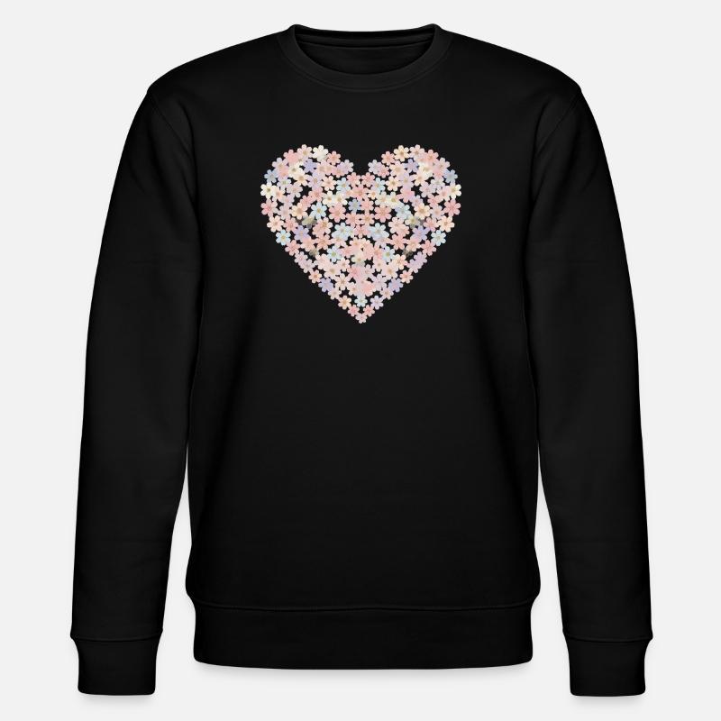 Motif de cœur aux fleurs pastel - Sweat bio CHANGER Stanley/Stella Unisexe - noir