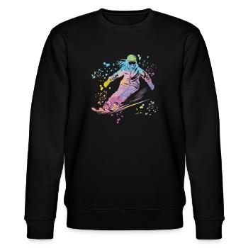 Alpin Ski Wintersport Nordischer Skilauf - Stanley/Stella Unisex Bio-Sweatshirt CHANGER  - Schwarz - Vorne - Nik (191cm) & Marisol (170cm)
