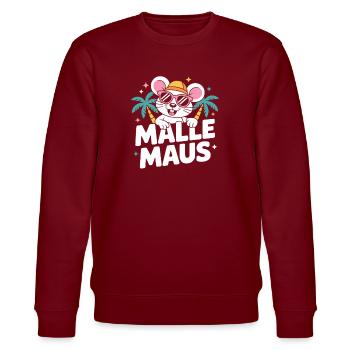Mallemaus JGA Frauen Mallorca Fan Party Malle Maus - Stanley/Stella Unisex Bio-Sweatshirt CHANGER  - Burgunderrot - Vorne - Nik (191cm) & Marisol (170cm)