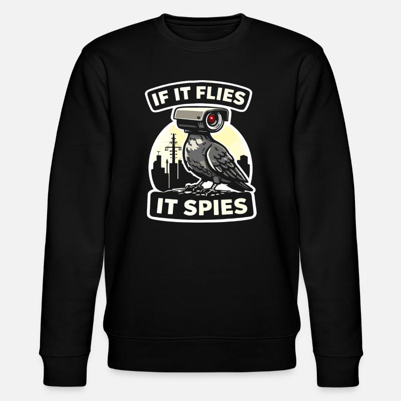 Rabe mit Kamera-Spion Design - Stanley/Stella Unisex Bio-Sweatshirt CHANGER - Schwarz