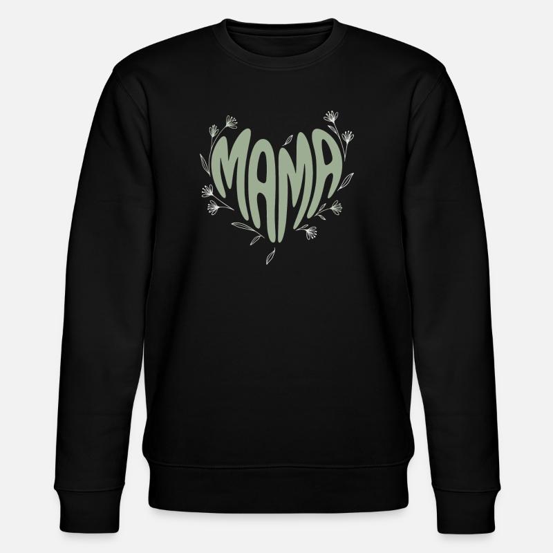 Mama Herzschrift mit Blüten - Stanley/Stella Unisex Bio-Sweatshirt CHANGER  - Schwarz