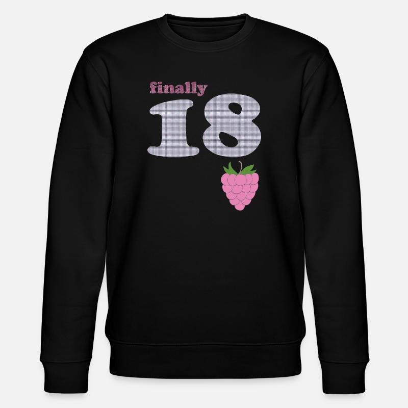 Finally 18 – Berry Plaid Design - Stanley/Stella CHANGER Unisex Organic Sweatshirt - black